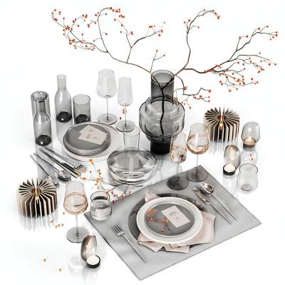 现代酒杯花瓶餐具